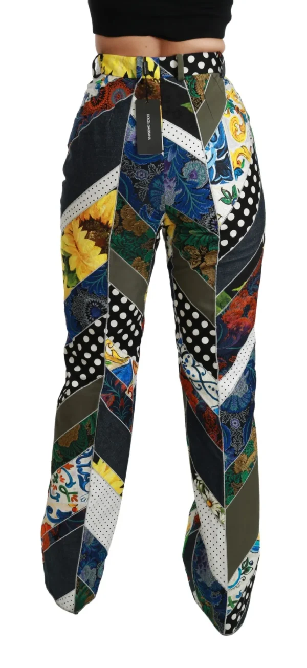 Dolce & Gabbana Women's Elegant High Waist Multicolor Straight Pants