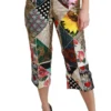 Dolce & Gabbana Women's Elegant High Waist Cropped Silk Blend Trousers