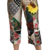 Dolce & Gabbana Women's Elegant High Waist Cropped Silk Blend Trousers