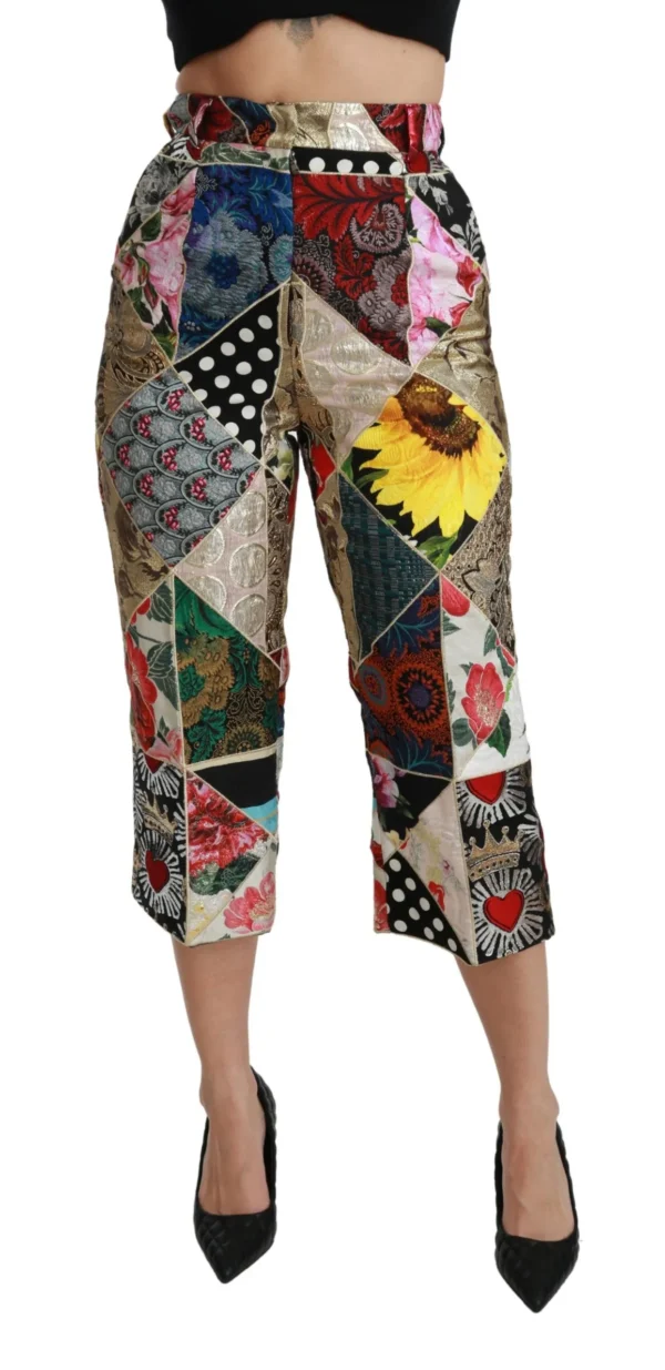 Dolce & Gabbana Women's Elegant High Waist Cropped Silk Blend Trousers