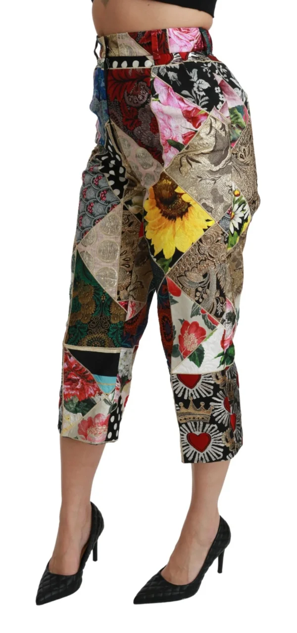 Dolce & Gabbana Women's Elegant High Waist Cropped Silk Blend Trousers