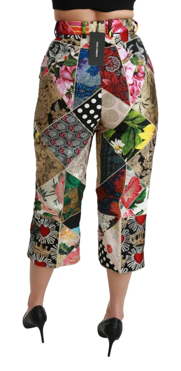 Dolce & Gabbana Women's Elegant High Waist Cropped Silk Blend Trousers