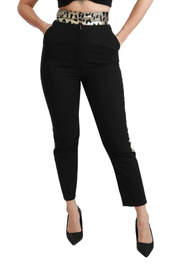 Dolce & Gabbana Women's Gold Leopard Jacquard High Waist Pants