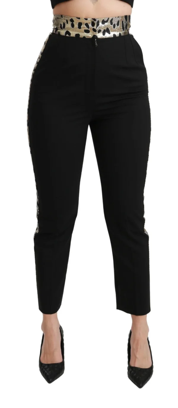 Dolce & Gabbana Women's Gold Leopard Jacquard High Waist Pants