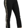 Dolce & Gabbana Women's Gold Leopard Jacquard High Waist Pants