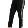 Dolce & Gabbana Women's Gold Leopard Jacquard High Waist Pants