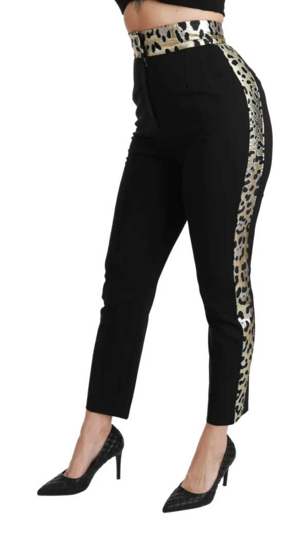 Dolce & Gabbana Women's Gold Leopard Jacquard High Waist Pants