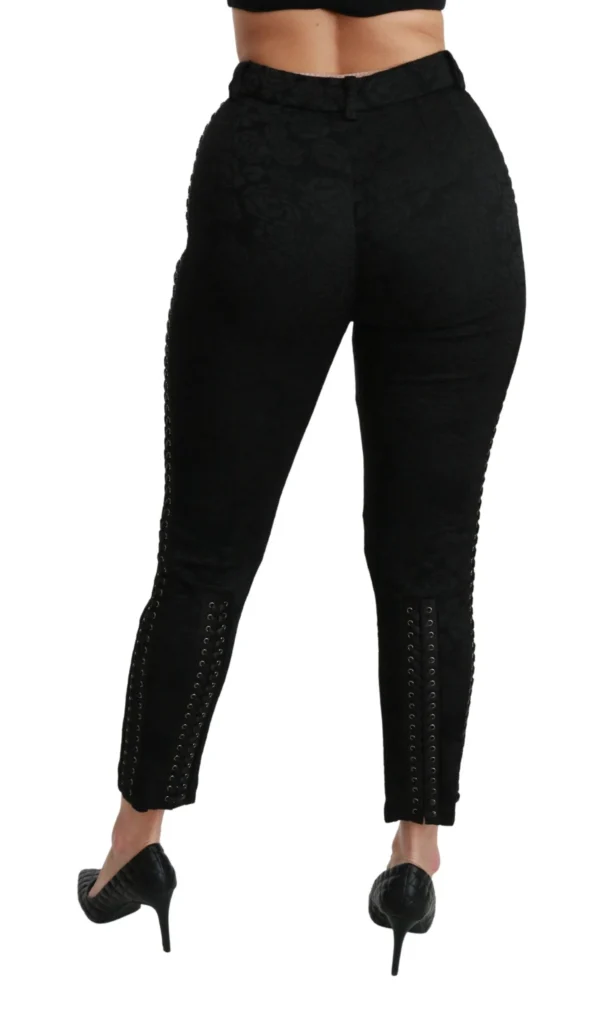 Dolce & Gabbana Women's Elegant High Waist Skinny Black Brocade Pants