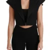 Dolce & Gabbana Women's Elegant Black Cropped Blazer Vest