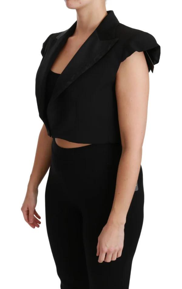 Dolce & Gabbana Women's Elegant Black Cropped Blazer Vest