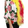 Dolce & Gabbana Women's Elegant Floral Cape Jacket with Fur Details