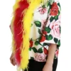 Dolce & Gabbana Women's Elegant Floral Cape Jacket with Fur Details