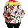 Dolce & Gabbana Women's Elegant Floral Cape Jacket with Fur Details