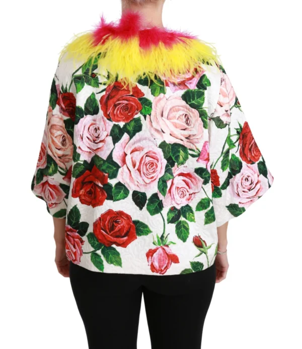 Dolce & Gabbana Women's Elegant Floral Cape Jacket with Fur Details