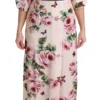 Dolce & Gabbana Women's Elegant Pink Velvet Rose Print Maxi Dress