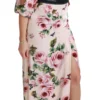 Dolce & Gabbana Women's Elegant Pink Velvet Rose Print Maxi Dress