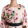Dolce & Gabbana Women's Elegant Pink Velvet Rose Print Maxi Dress