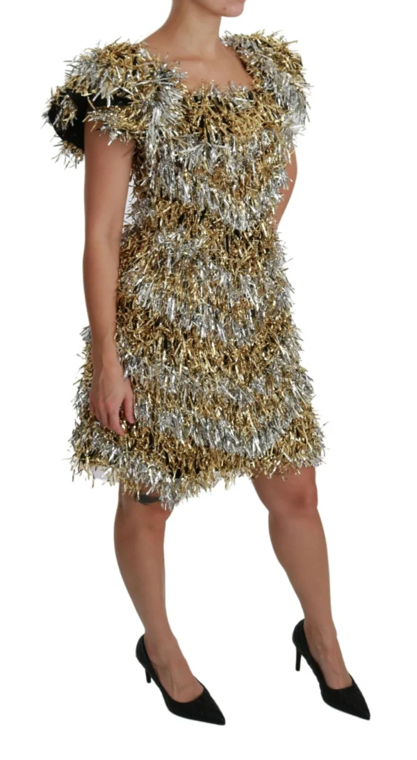 Dolce & Gabbana Women's Elegant Silver Layered Shift Mini Dress