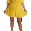 Dolce & Gabbana Women's Silk Pleated A-line Mini Dress in Sunshine Yellow
