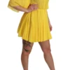 Dolce & Gabbana Women's Silk Pleated A-line Mini Dress in Sunshine Yellow