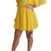 Dolce & Gabbana Women's Silk Pleated A-line Mini Dress in Sunshine Yellow