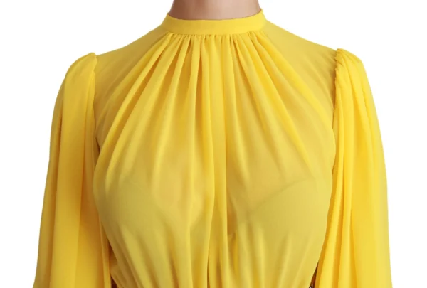 Dolce & Gabbana Women's Silk Pleated A-line Mini Dress in Sunshine Yellow