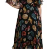 Dolce & Gabbana Women's Elegant Sea Shells Print Silk Midi Dress