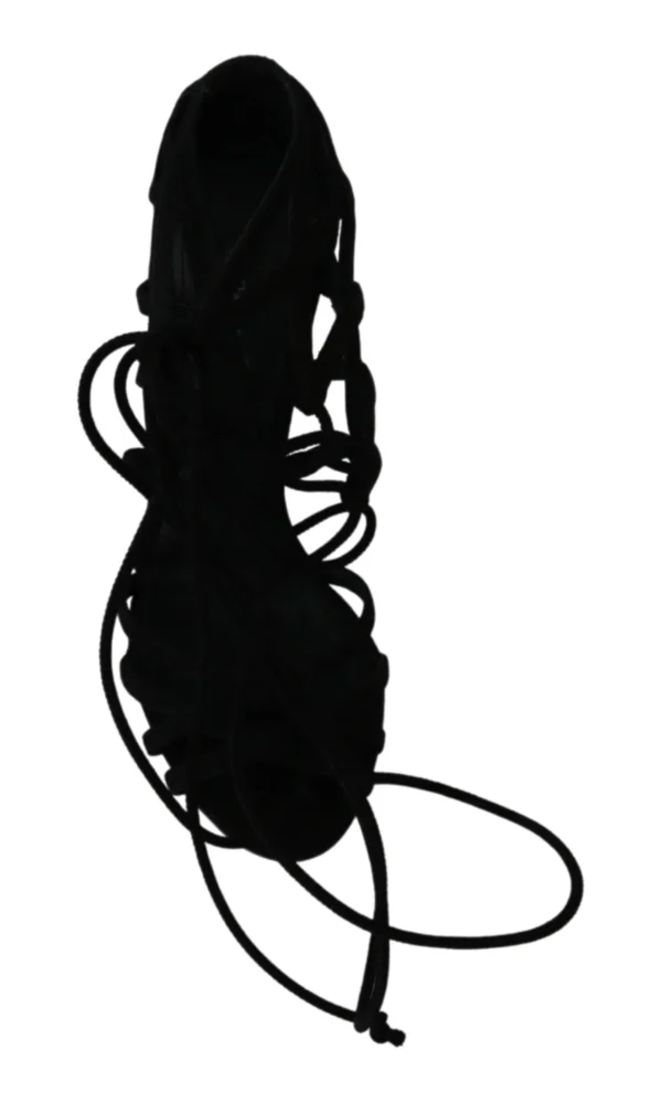 Dolce & Gabbana Women's Elegant Black Suede Stiletto Ankle Strap Sandals