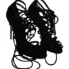 Dolce & Gabbana Women's Elegant Black Suede Stiletto Ankle Strap Sandals