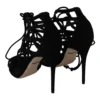 Dolce & Gabbana Women's Elegant Black Suede Stiletto Ankle Strap Sandals