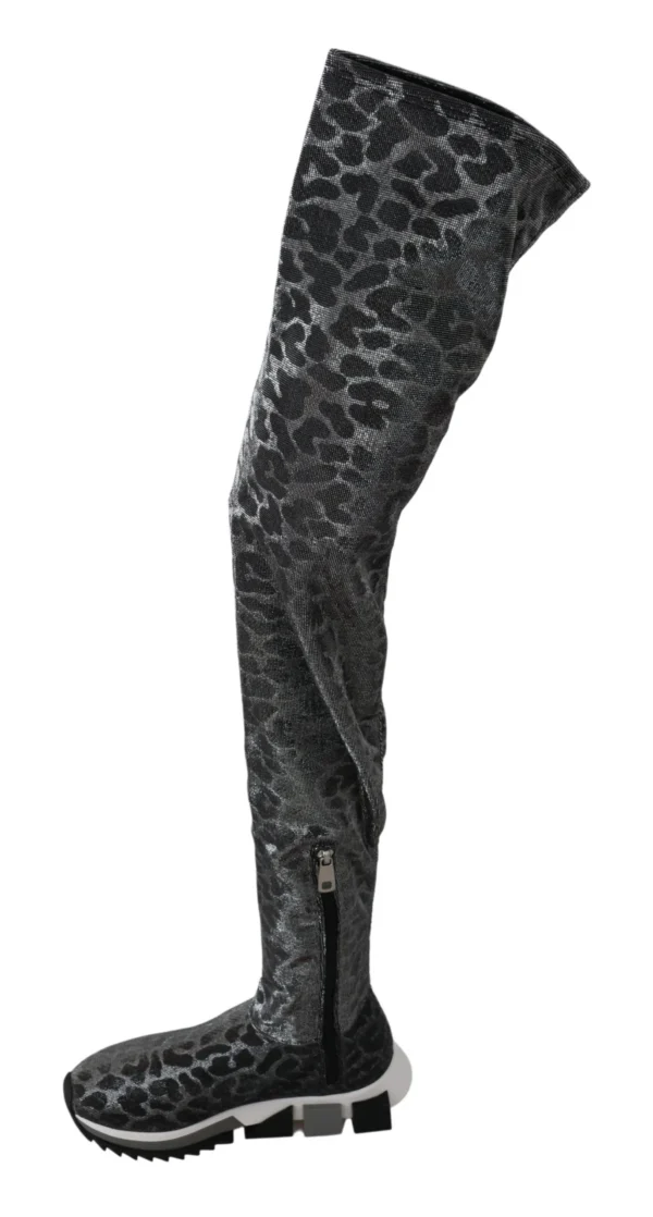 Dolce & Gabbana Women's Elegant Leopard Booties Above Knee Shoes