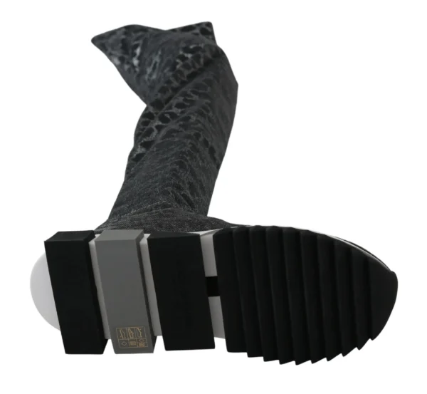 Dolce & Gabbana Women's Elegant Leopard Booties Above Knee Shoes