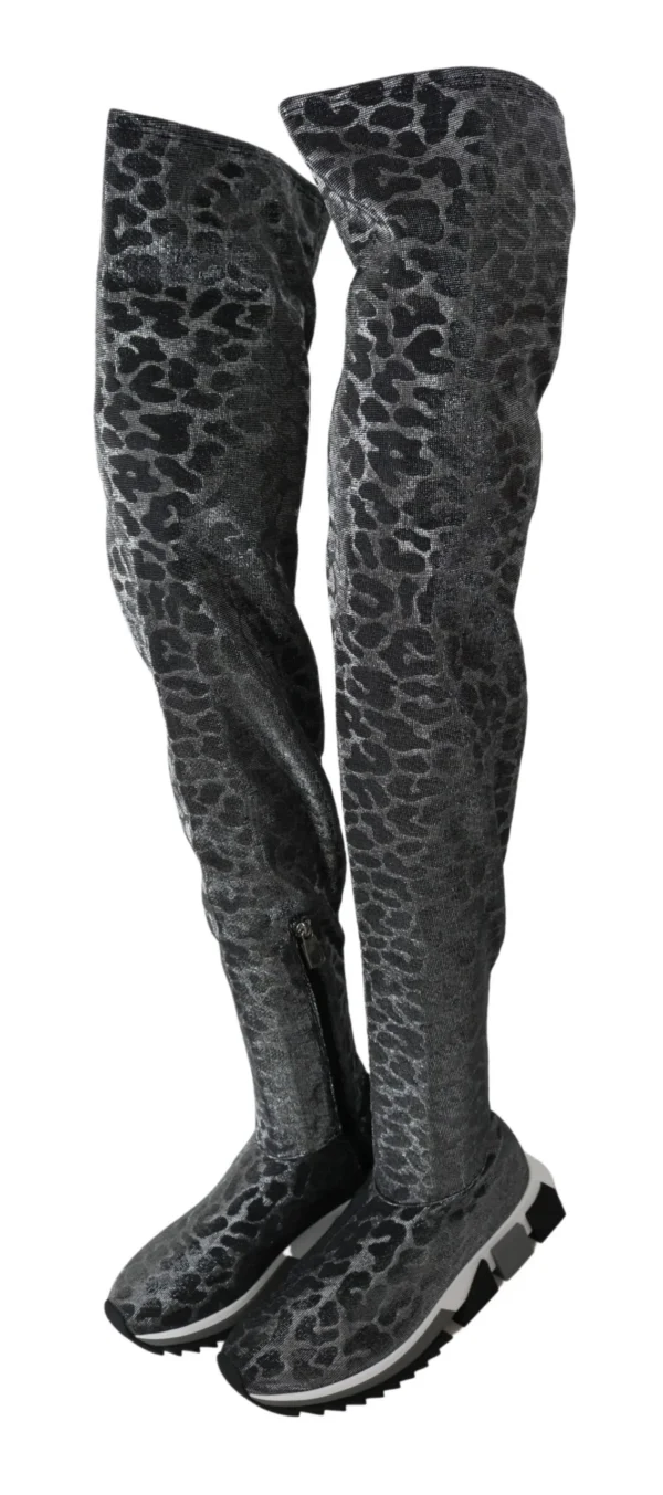 Dolce & Gabbana Women's Elegant Leopard Booties Above Knee Shoes
