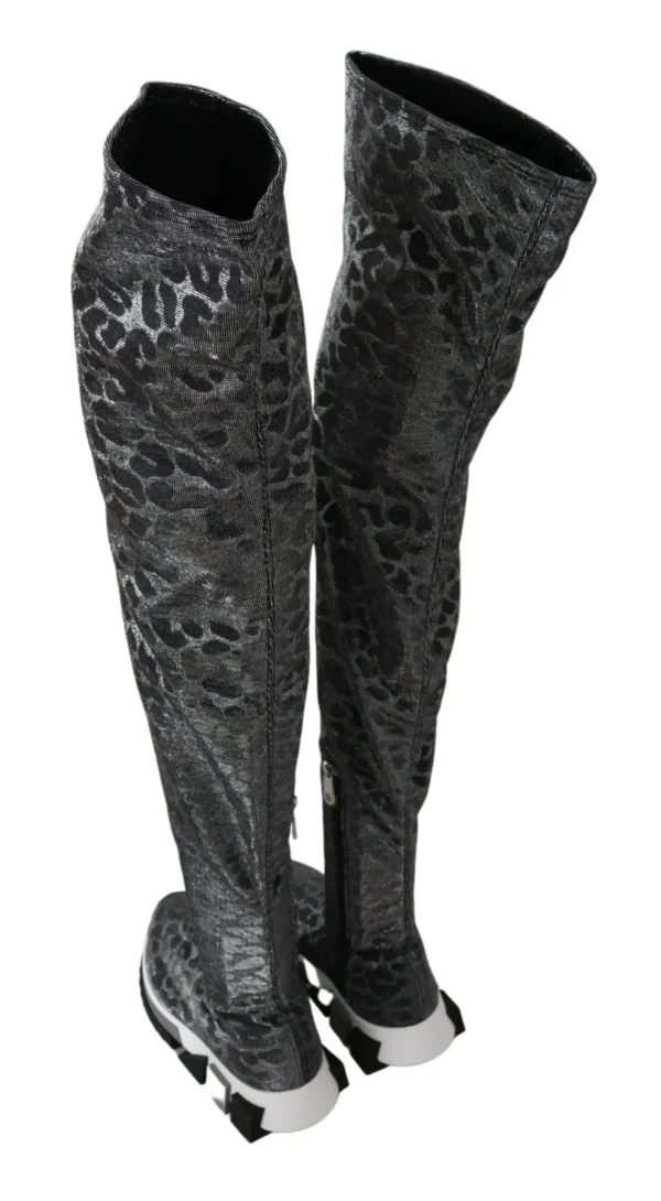 Dolce & Gabbana Women's Elegant Leopard Booties Above Knee Shoes