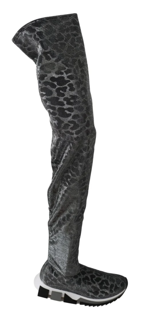 Dolce & Gabbana Women's Elegant Leopard Booties Above Knee Shoes