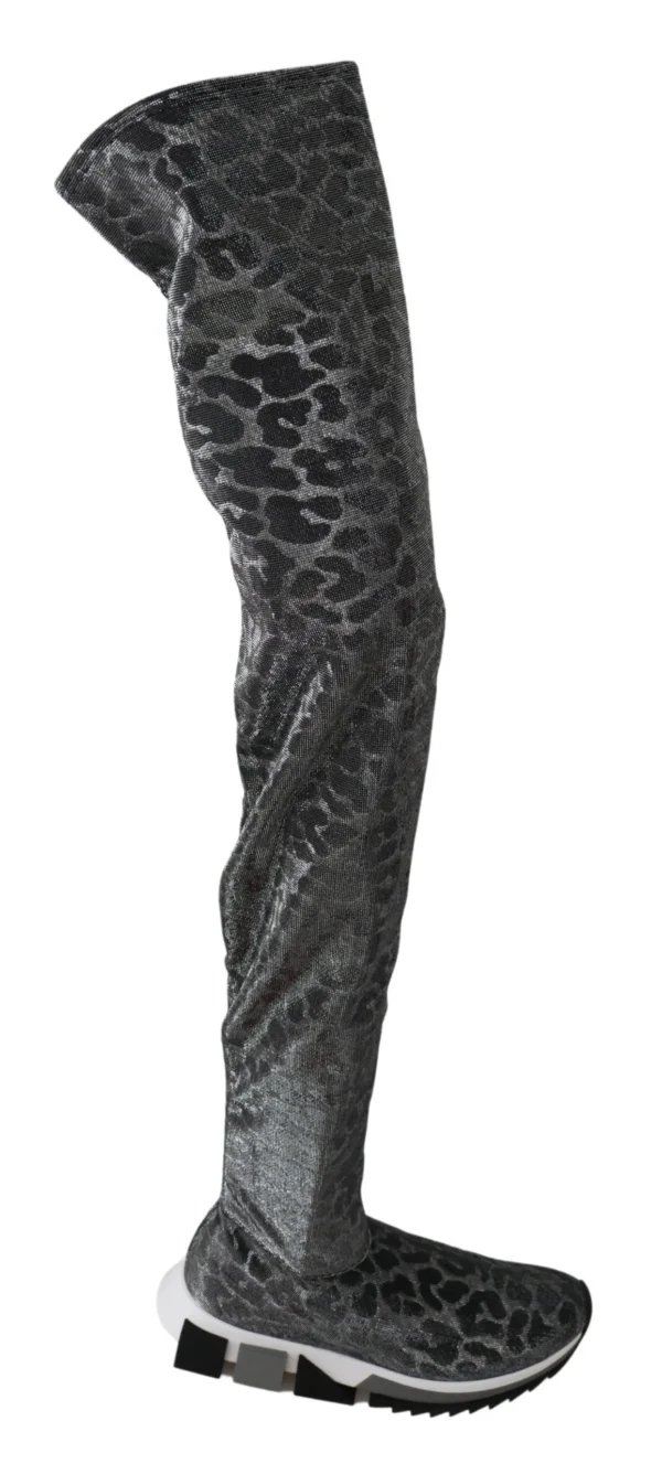 Dolce & Gabbana Women's Elegant Leopard Booties Above Knee Shoes