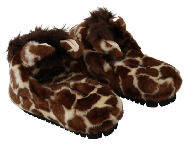Dolce & Gabbana Women's Elegant Giraffe Pattern Slides for Sophisticated Comfort