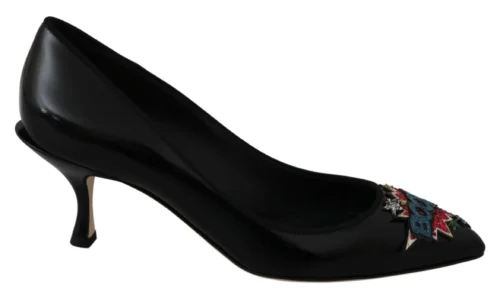 Dolce & Gabbana Women's Elegant Black Embroidered Heels Pumps