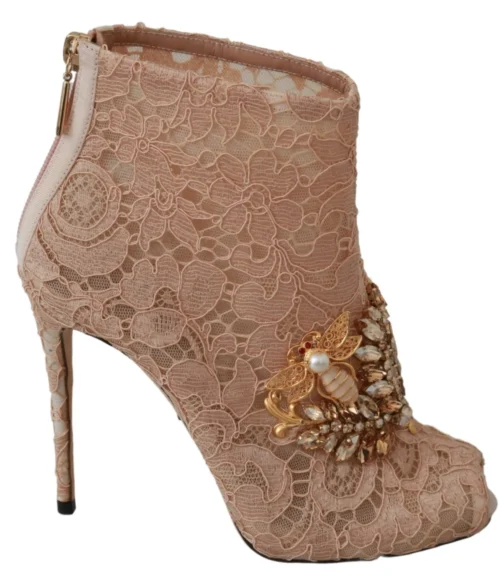 Dolce & Gabbana Women's Elegant Lace Stilettos with Crystal Accents