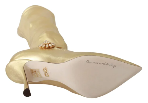 Dolce & Gabbana Women's Elegant Gold Crystal Booties