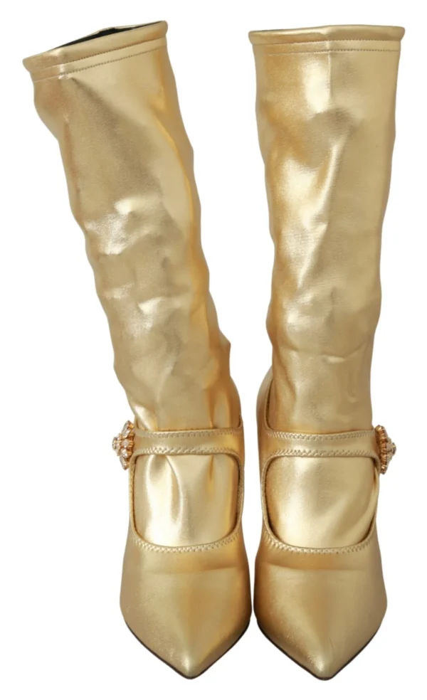 Dolce & Gabbana Women's Elegant Gold Crystal Booties