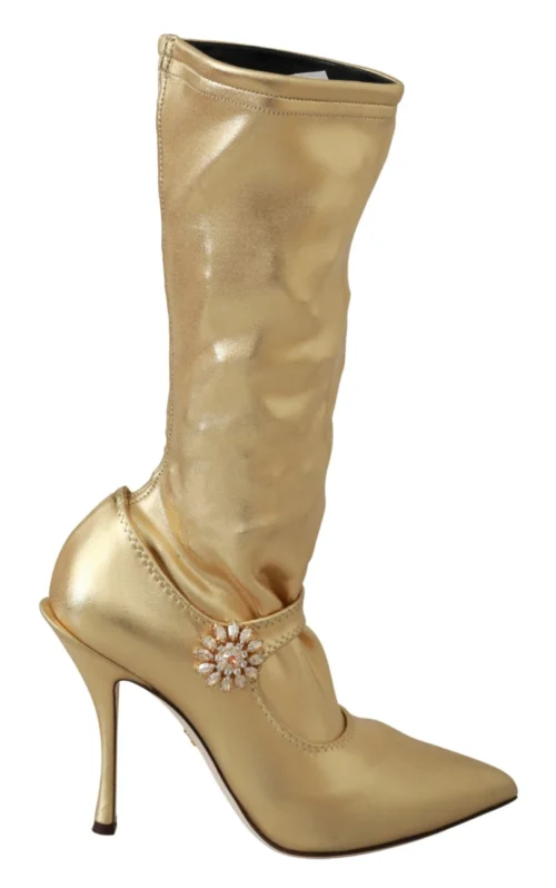Dolce & Gabbana Women's Elegant Gold Crystal Booties