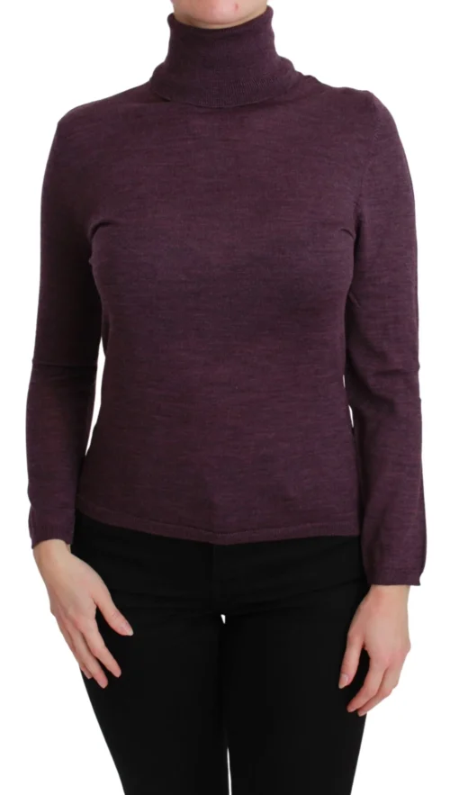BYBLOS Women's Elegant Turtleneck Wool Sweater in Purple