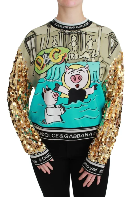 Dolce & Gabbana Women's Chic Multicolor Motive Sequined Sweater