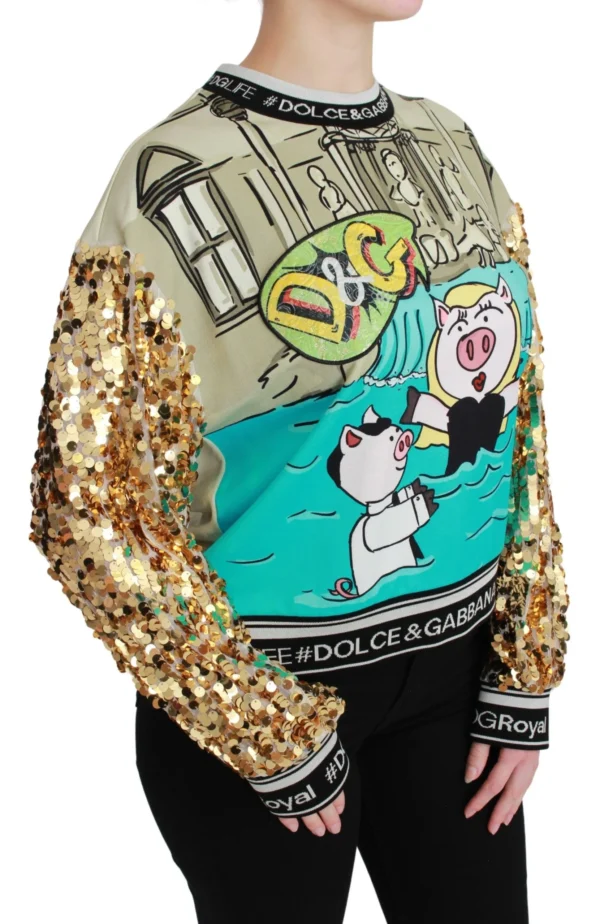 Dolce & Gabbana Women's Chic Multicolor Motive Sequined Sweater