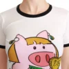 Dolce & Gabbana Women's Elegant White Cotton Crewneck Tee with Motive