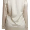 Dolce & Gabbana Women's Elegant Beige Silk Satin Blouse with QUEEN Embroidery