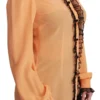 Dolce & Gabbana Women's Silk Blend Yellow Blouse with Sequined Collar