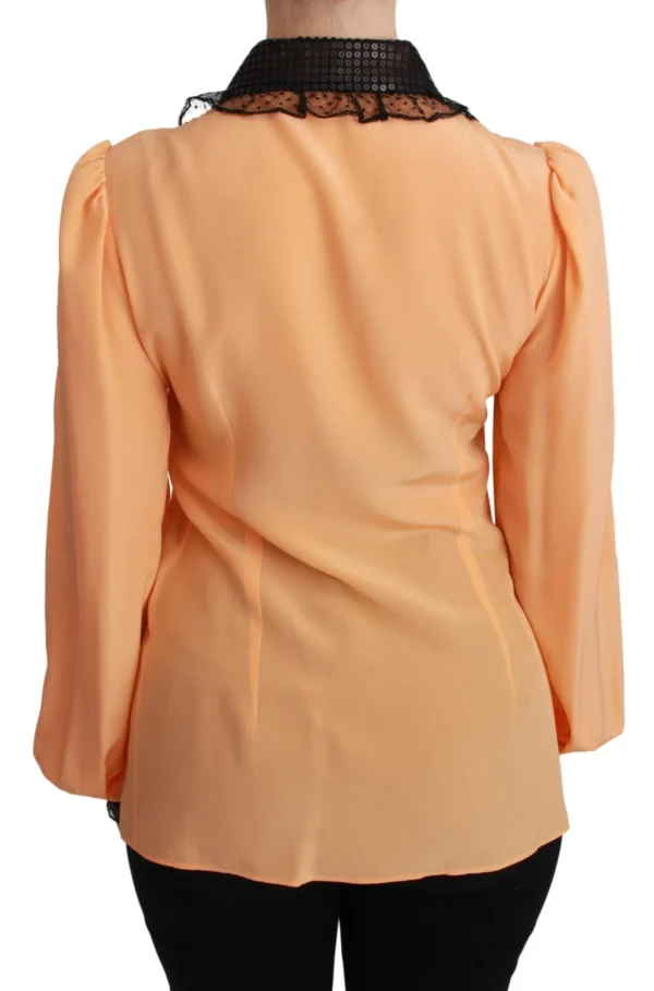 Dolce & Gabbana Women's Silk Blend Yellow Blouse with Sequined Collar