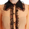 Dolce & Gabbana Women's Silk Blend Yellow Blouse with Sequined Collar
